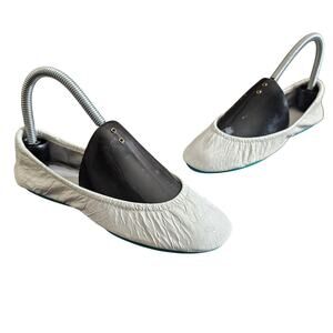 Tieks by Gavrieli Ballet Flats Foldabale Leather ballerina textured white sz 6